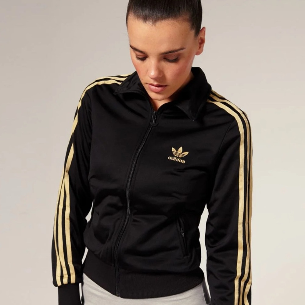 Adidas Women's Black and Gold Track Jacket